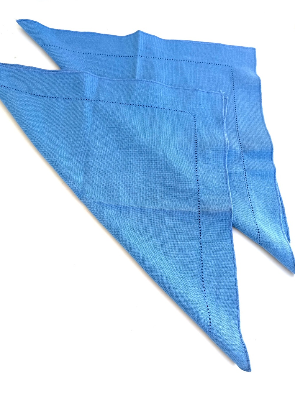 Blue Linen Handkerchief or Place Settings, Set of 2